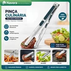Pinça pegador inox sus304 food grade para churrasco carne salada cozinha multiuso