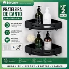 Kit 2 Prateleiras de Canto para Banheiro Sem Furos Porta Shampoo Organizador Multifuncional