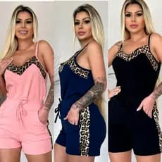 Comjunto malha crepe alça com listras lateral