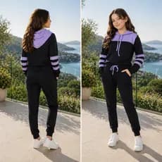 Conjunto Casaco com Capuz e Calça Malha Crepe - Look Casual Chic