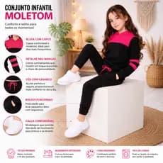 conjunto infantil menina com capuz inverno outono 4 ao 14
