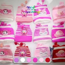 kit com 6-12 Touca Gorro para Bebês Meninas Desenhada Vários Temas Cores Variadas-atacado