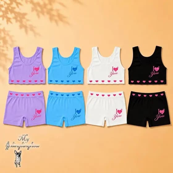 1/2/3/4 Conjunto infantil MENINA Top regata e Calcinha Box,top regata crianca e calcinha cueca/1079