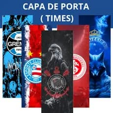 Capa de Porta Decoração de Festa Tecido Sublimado Veste C/Elástico 0,85x2,10m Escudo de Times