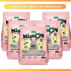 Kit *1 ou 5* Pacotes de Areia Sanitária Antiodor Tira Cheiro Miaucat Gatos Tradicional 100% Natural