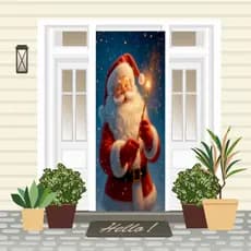 Capa de Porta Decoração de Natal Tecido Sublimado Veste C/Elástico 0,85x2,10m