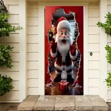 Capa de Porta Decoração de Natal Casa Tecido Sublimado Veste C/Elástico 0,85x2,10m