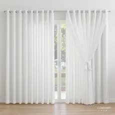Cortina Voil com Forro Microfibra Luxo | Ilhós Cromado | Decoração Sofisticada p/ Sala e Quarto