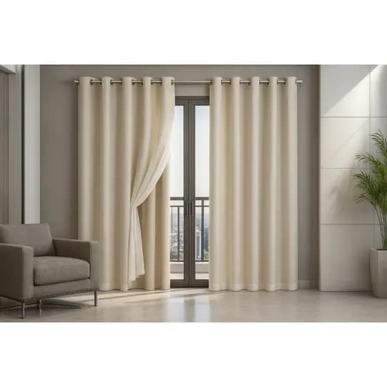 Cortina Blackout PVC com Voil Decorativo 2,80m x 2,30m |  Luminosidade Controlada e Sofisticação