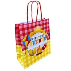 10 Sacolas Estampadas Papel Kraft Festa Junina Chapeuzinho lembrancinha Presente 17,5cm x 8,5cm x 21,5