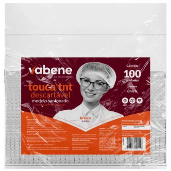 Touca Descartável em TNT Branco - Pacote com 100 Unidades - Mototáxi Cozinheira Medicina Odontologia Indústria