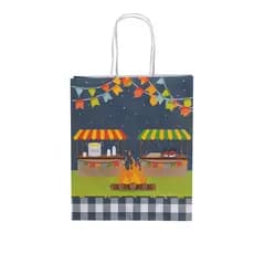 10 Sacolas Papel Kraft Festa Junina Barraca Azul Lembrancinha Presente 17,5cm x 8,5cm x 21,5