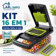 Cortador de Legumes 16 em 1 com Lâminas Inox | Fatiador, Ralador e Cortador de Cubos para Cozinha