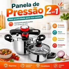 Panelas de Pressão Inox 304 Antiexplosão Gás e Indução 1 Grande + 1 Pequena