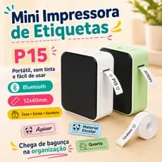 Mini Impressora de Etiquetas P15 Bluetooth Térmica Sem Tinta Portátil Para Casa Escritório