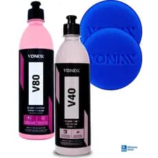 Kit Vonixx Polidor V40 + Selante V80 + 2 Aplicadores Profissional Automotivo Proteção Longa Duração