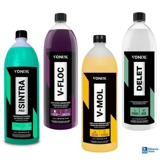 Kit Limpeza Automotiva Sintra V-Floc + V-Mol + Delet 1,5L Cada Vonixx Detalhamento Carro