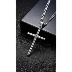 Corrente Cruz Inox Polido Estilo Sofisticado Acabamento Premium Envio Rápido Prata e Dourado