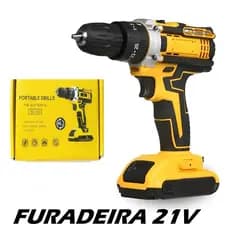 Furadeira e Parafusadeira Portátil com Led Sem Fio Profissional 21v Torque 45Nm Envio Rápido