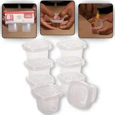 Conjunto Jogo 8 Potes Potinhos Porta Temperos Condimentos Plasútil 70 mL Papinha Bebê Nenê Criança
