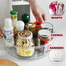 Organizador Multiuso Giratórios Porta Tempero Cozinha Geladeira Armário Banheiro Maquiagem