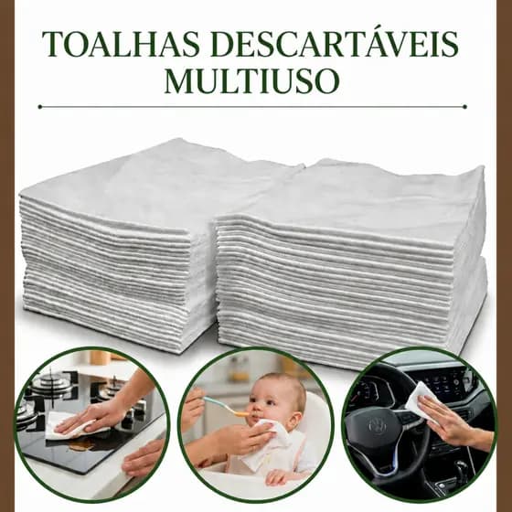 Toalha Lenço Descartável Multiuso 20x30 de Viscose Alta Absorção e Não Solta Fiapos Limpeza Cuidado e Higiene