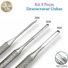 Kit 3 Pcs Espátula Bisturi Goiva 206 208 209 Nuclear pedicure podóloga desencravar remover unha encravada do pé