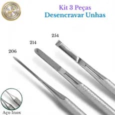 Kit 3 pcs Espátula Bisturi Goiva 206 214 254 Formão pedicure podóloga desencravar remover unha encravada do pé
