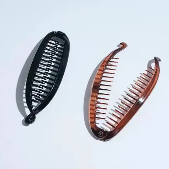 Kit 3 Bananas Prendedores Para Cabelo Penteado Presilhas Cor Preta Grampo de Cabelo de Peixe/plastico（16cm）