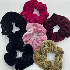 Kit 3/6/12 Xuxinhas Rabicó Veludo com Strass Cores Sortidas Preto Colorido Moda Luxo Pronta Entrega