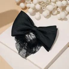 Presilha e Laço Preto com Redinha Para Cabelo Rede para coque