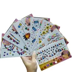 KIT 3/6/12 Unidade Cartelas Adesivo de Rosto Maquiagem Festa Junina Julina bandeirinhas fogueira balão BD-011