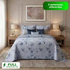 Kit Colcha Cobre Leito Casal Queen King 3 Peças Dupla Face Estampada Floral Matelado Boutis Premium