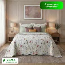 Kit Colcha Cobre Leito Casal Queen King 3 Peças Estampada Boutis Matelado Percal Microfibra Premium