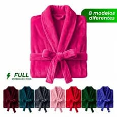 Roupão Adulto Inverno Microfibra Plush Unissex Com Bolso Manga Longa e Cinto para Piscina e Banho