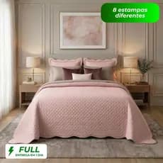 Kit Colcha Cobre Leito 400 Fios Casal Queen King 3 Peças Toque Macio Matelado Cama Posta Premium