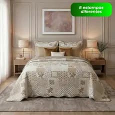 Kit Colcha Cobre Leito Casal Queen King Dupla Face Boutis Matelado Microfibra Macia Cacintex