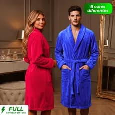 Kit 2 Roupão Casal Dia dos Namorados Microfibra Plush Premium Adulto Frio Inverno Macio Pós Banho