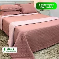 Kit Cobre Leito Colcha Casal 3 Peças Boutis Dupla Face Matelado Microfibra Premium Porta Travesseiro