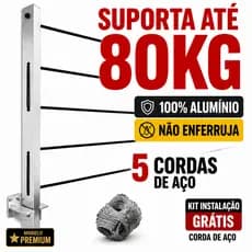 Varal de Parede Retrátil 100% Aluminio Reforçado Suporta 80kg