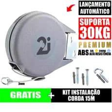 Varal Retrátil Recolhivel Automático de Parede uso Externo Interno Extensivel 15 metros de Distância