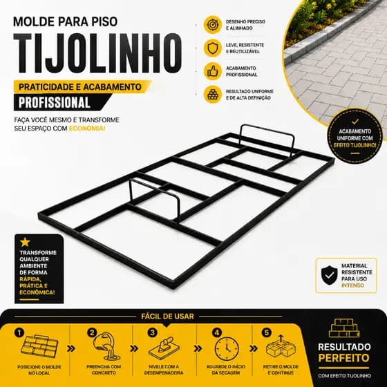 Forma Modeladora Modelo Tijolinho Para Calçada Piso Parede 60cm x 30cm