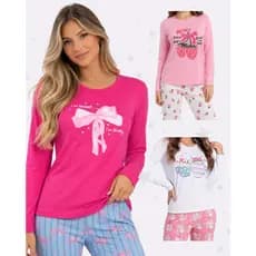 Pijama Feminino Longo Suede Inverno Alta Qualidade Quentinho Promoção
