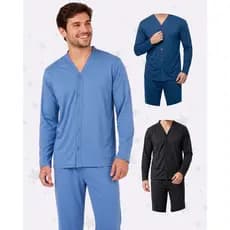 Pijama Blusa e Calça Conjunto Longo Americano Masculino Adulto Inverno Botão Cirúrgico Promoção