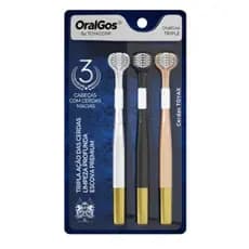 Kit 3 Escovas de Dente 3 Lados Oralgos Cerdas Ultramacias Ergonômica