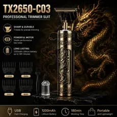 Máquina de Cortar Cabelo Barbeiro Profissional Dragão Elétrica Bateria Recarregável
