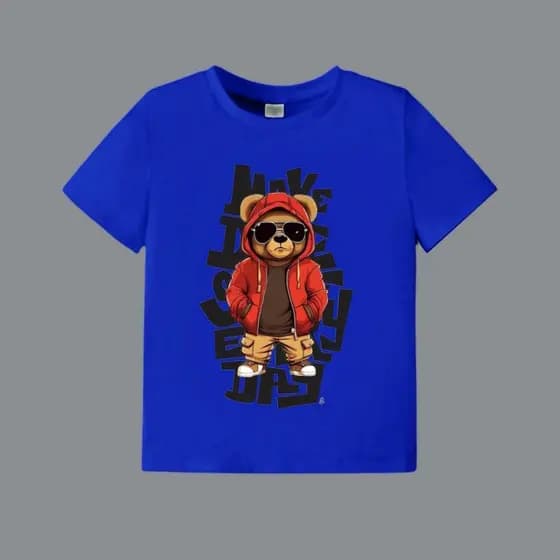 Camiseta Infantil Masculino Menino Verão Vários Modelos e Cores Urso Jaqueta
