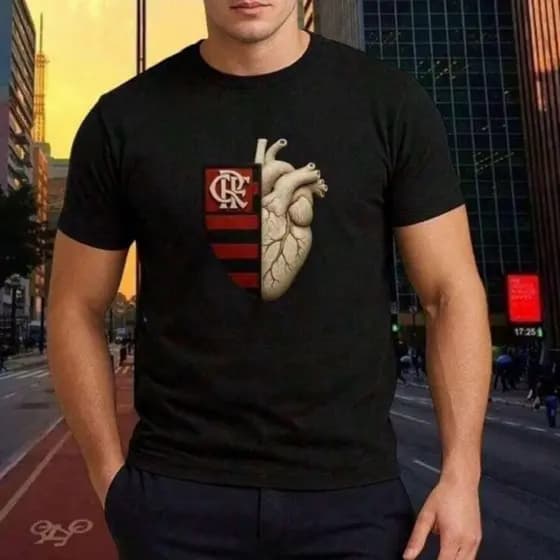 Camisa Camiseta Masculino Time do coração 100% Algodão