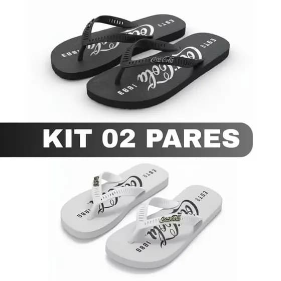 kit 2 Chinelo Masculino Coca-Cola com Sola Antiderrapante em EVA