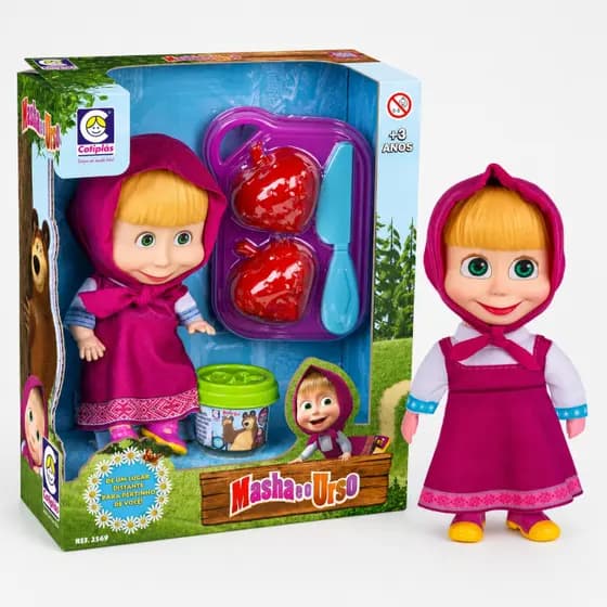 Boneca Infantil Original Masha Brinquedo Vinil Masha e o Urso Divertida